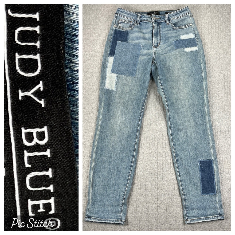 Judy Blue Boyfriend Fit Patchwork Jeans Women 9/29(29X30) high rise Light Wash